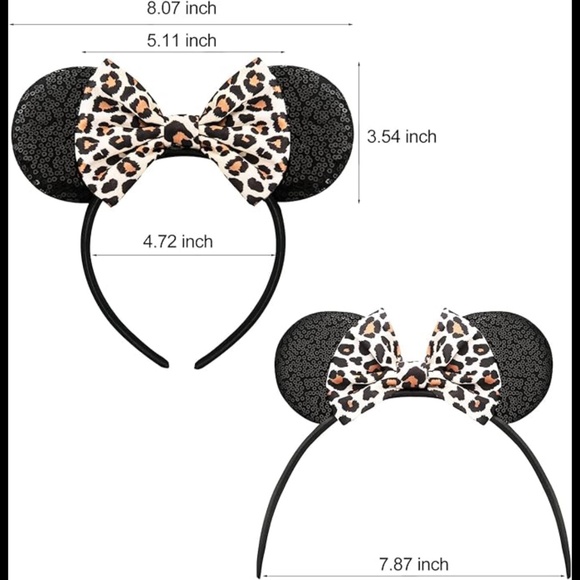 Mouse Ears Bow Headband - Leopard - Picture 2 of 4